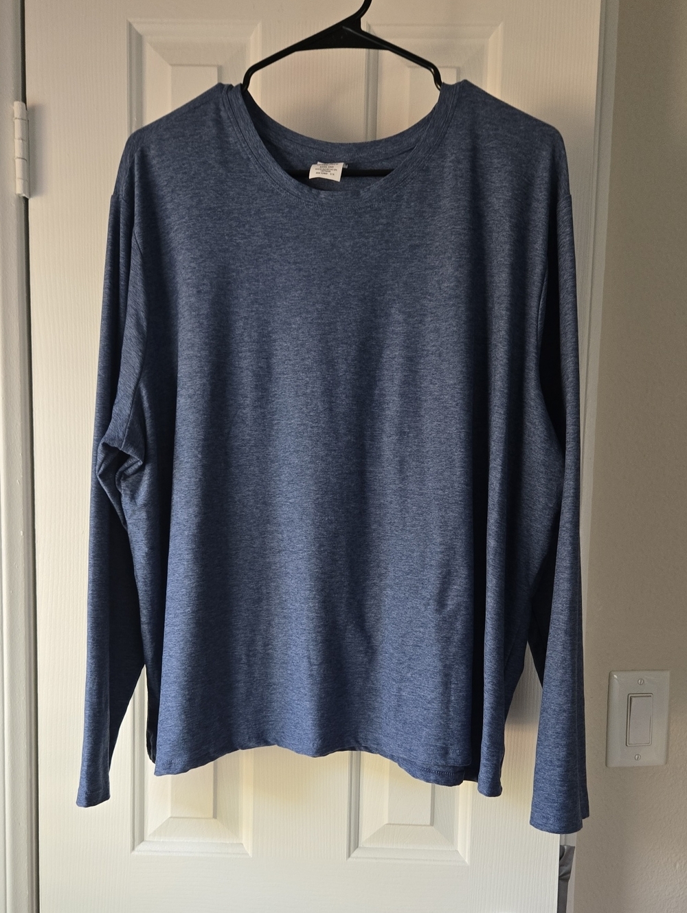 Athletic Works Navy Heather Long Sleeve Crew Tee-Plus Size